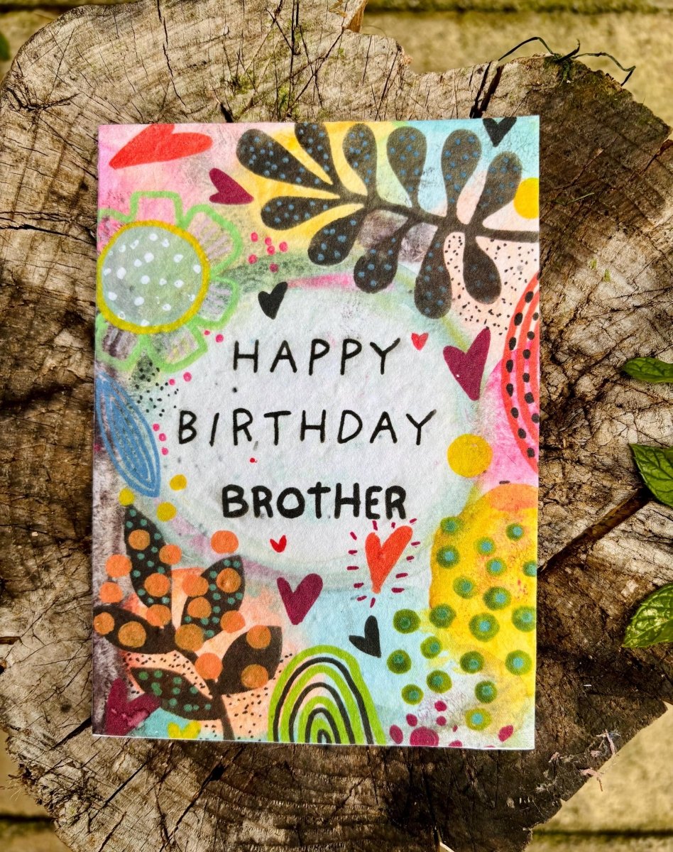 Plantable Seed Paper Birthday Card for Brother: Wildflower Eco Card - Erika's Whimsical Art