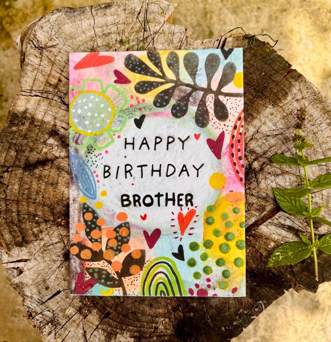 Plantable Seed Paper Birthday Card for Brother: Wildflower Eco Card - Erika's Whimsical Art