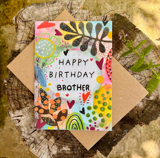 Plantable Seed Paper Birthday Card for Brother: Wildflower Eco Card - Erika's Whimsical Art
