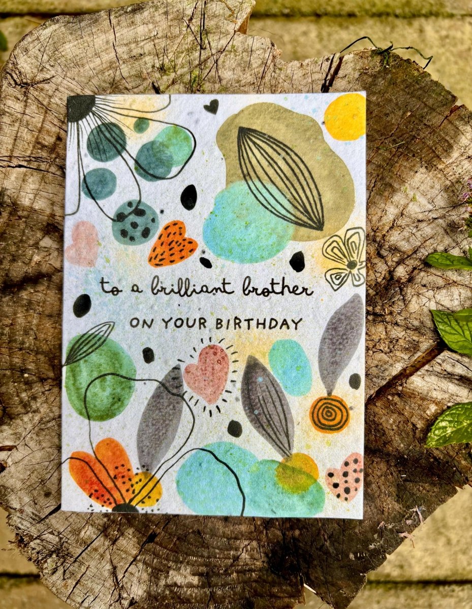 Plantable Seed Paper Birthday Card for Brother: Wildflower Eco Card - Erika's Whimsical Art