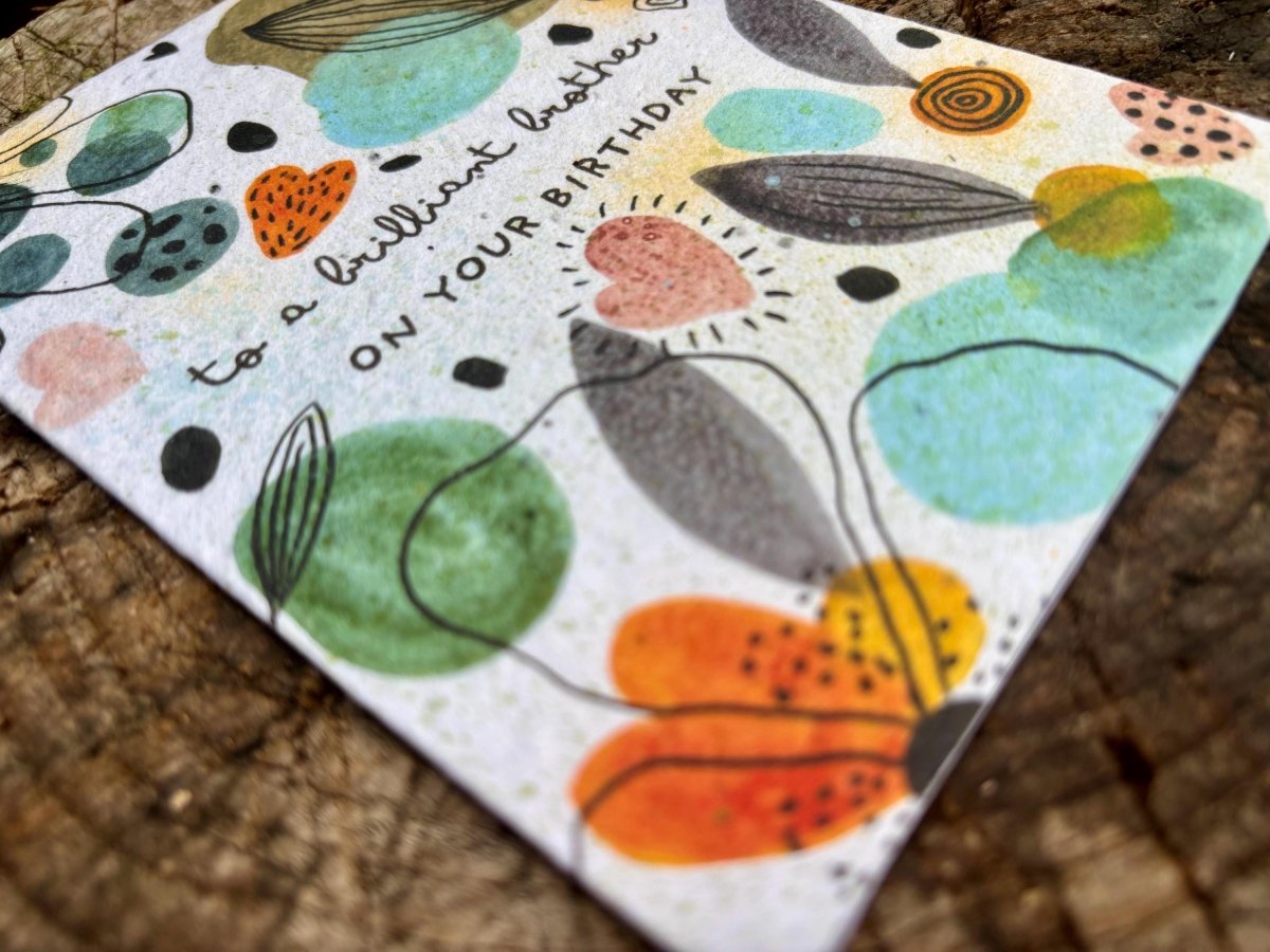 Plantable Seed Paper Birthday Card for Brother: Wildflower Eco Card - Erika's Whimsical Art
