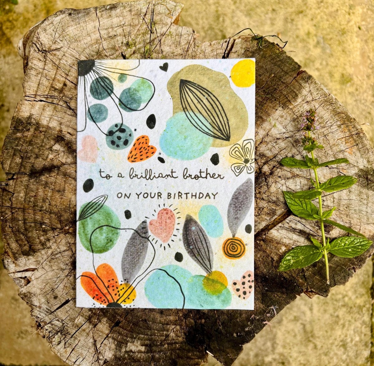 Plantable Seed Paper Birthday Card for Brother: Wildflower Eco Card - Erika's Whimsical Art