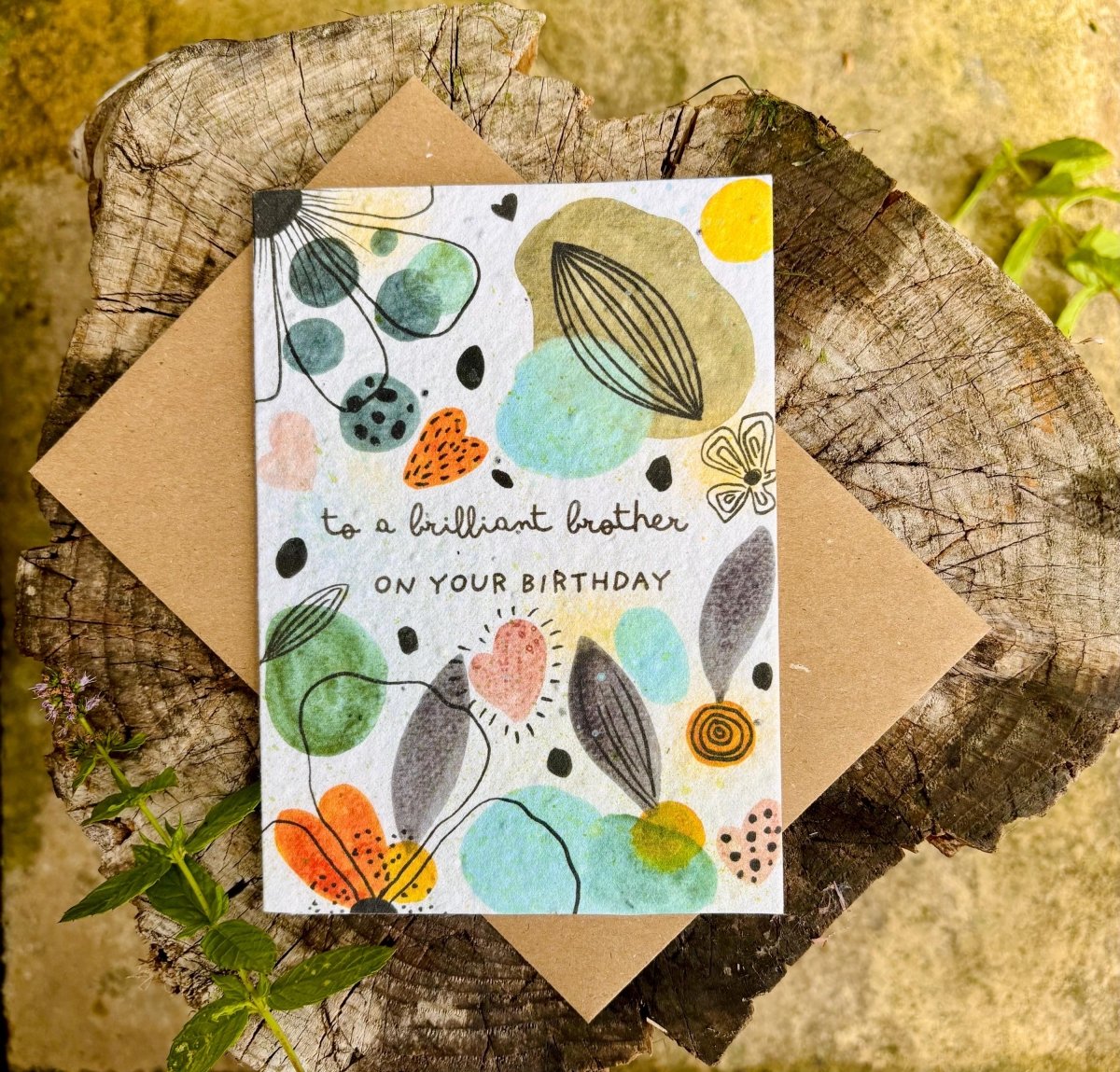 Plantable Seed Paper Birthday Card for Brother: Wildflower Eco Card - Erika's Whimsical Art
