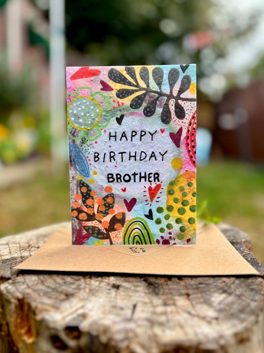 Plantable Seed Paper Birthday Card for Brother: Wildflower Eco Card - Erika's Whimsical Art