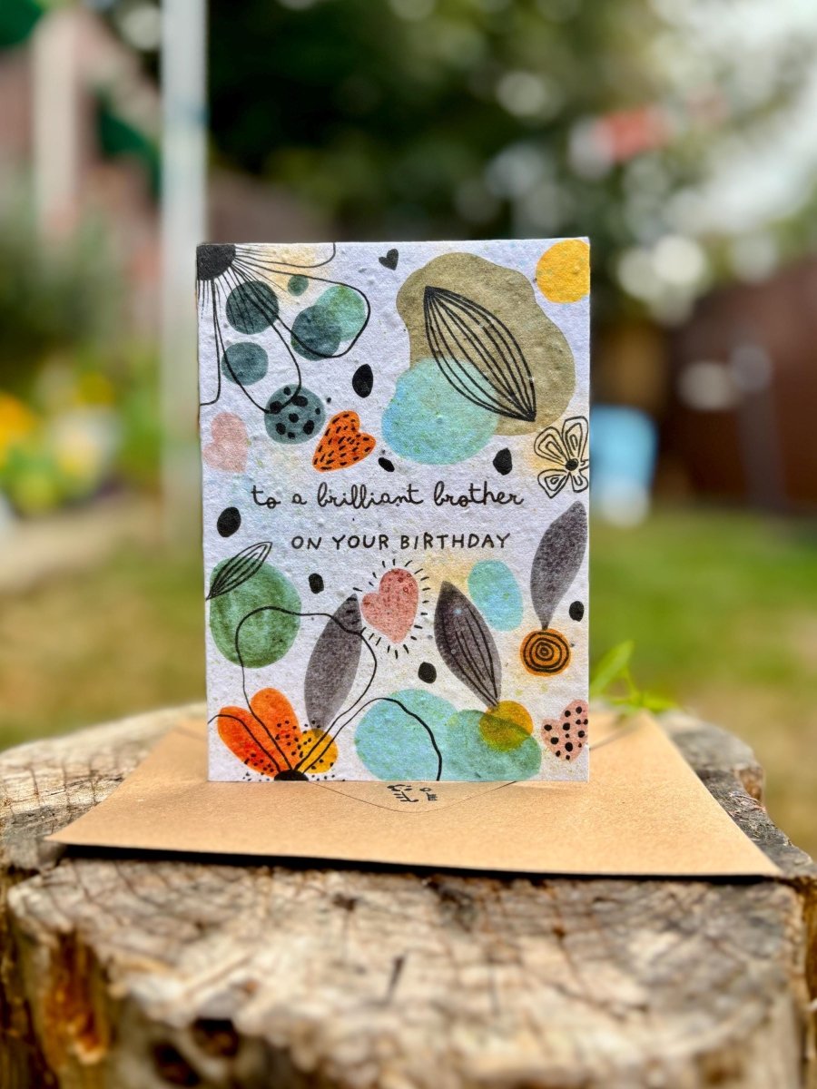 Plantable Seed Paper Birthday Card for Brother: Wildflower Eco Card - Erika's Whimsical Art