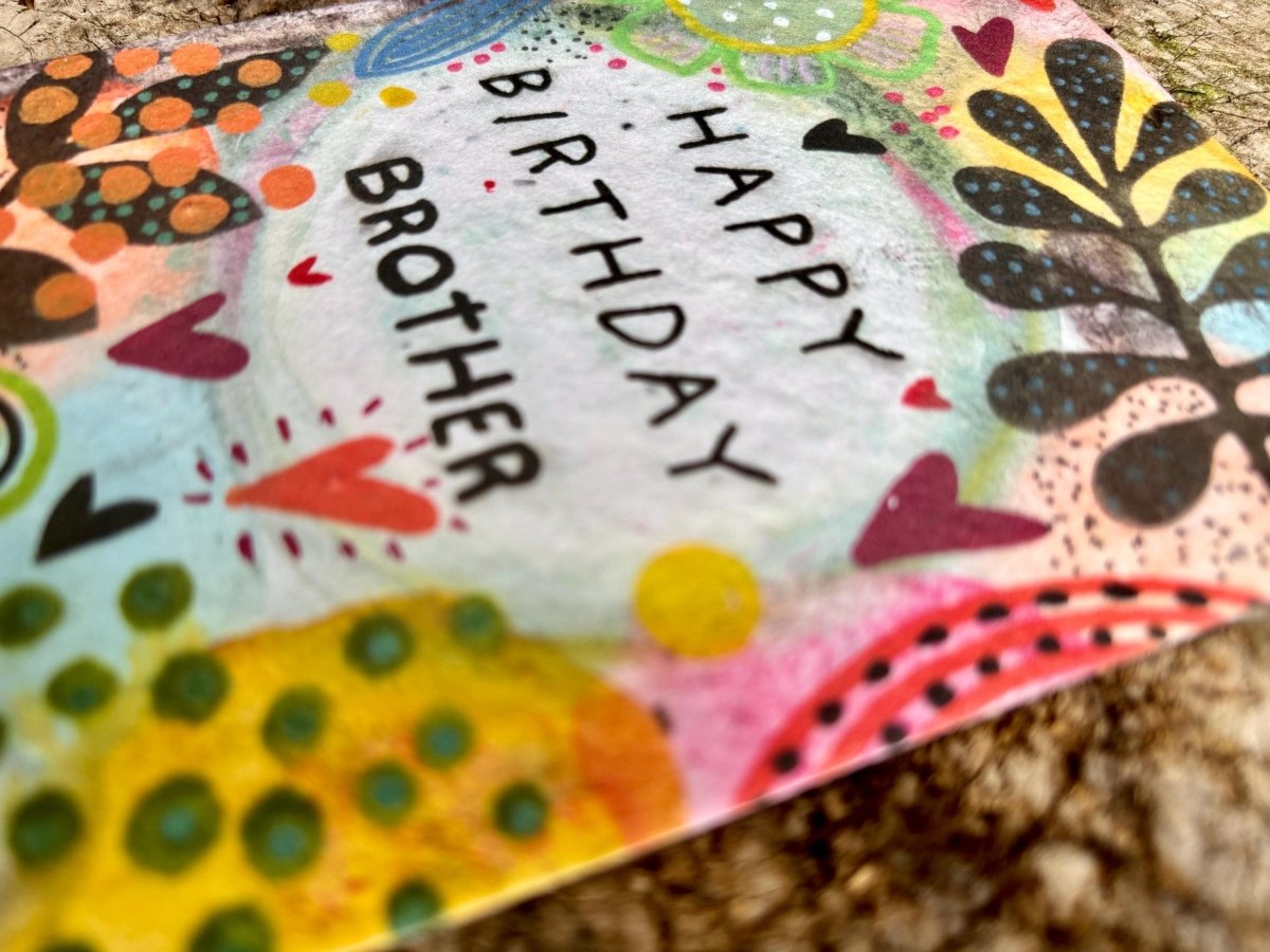 Plantable Seed Paper Birthday Card for Brother: Wildflower Eco Card - Erika's Whimsical Art