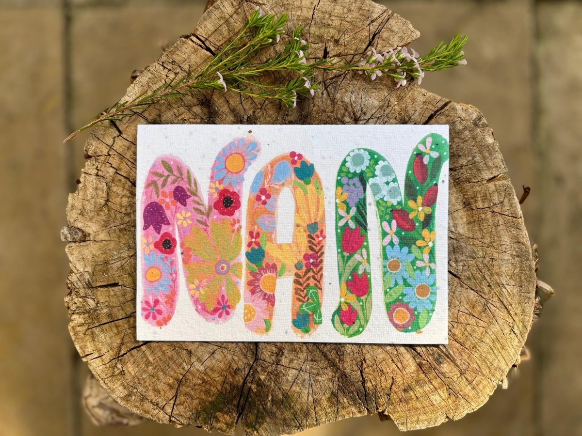 Plantable Seed Paper Birthday Card for Grandma: Floral Eco Card - Erika's Whimsical Art