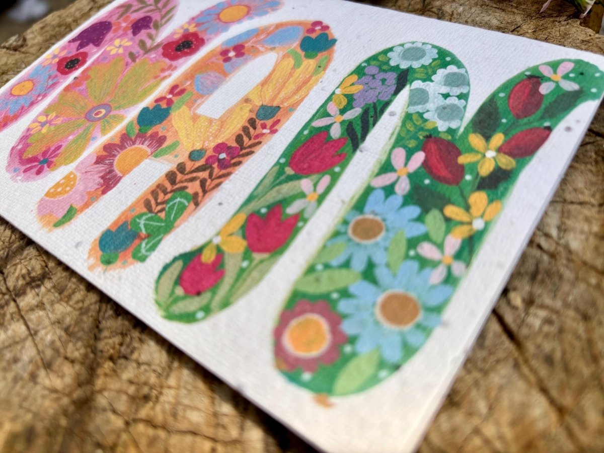 Plantable Seed Paper Birthday Card for Grandma: Floral Eco Card - Erika's Whimsical Art