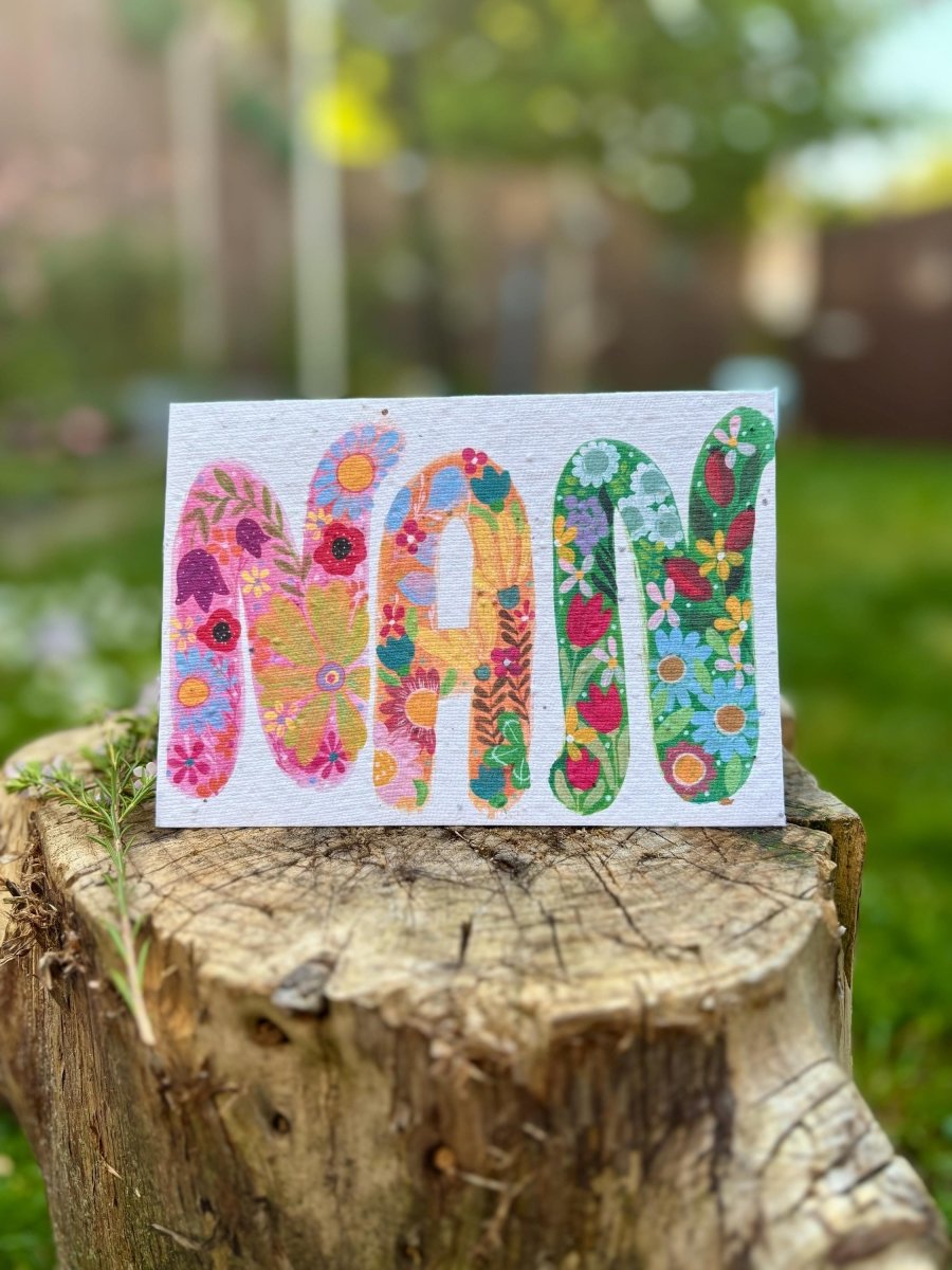 Plantable Seed Paper Birthday Card for Grandma: Floral Eco Card - Erika's Whimsical Art