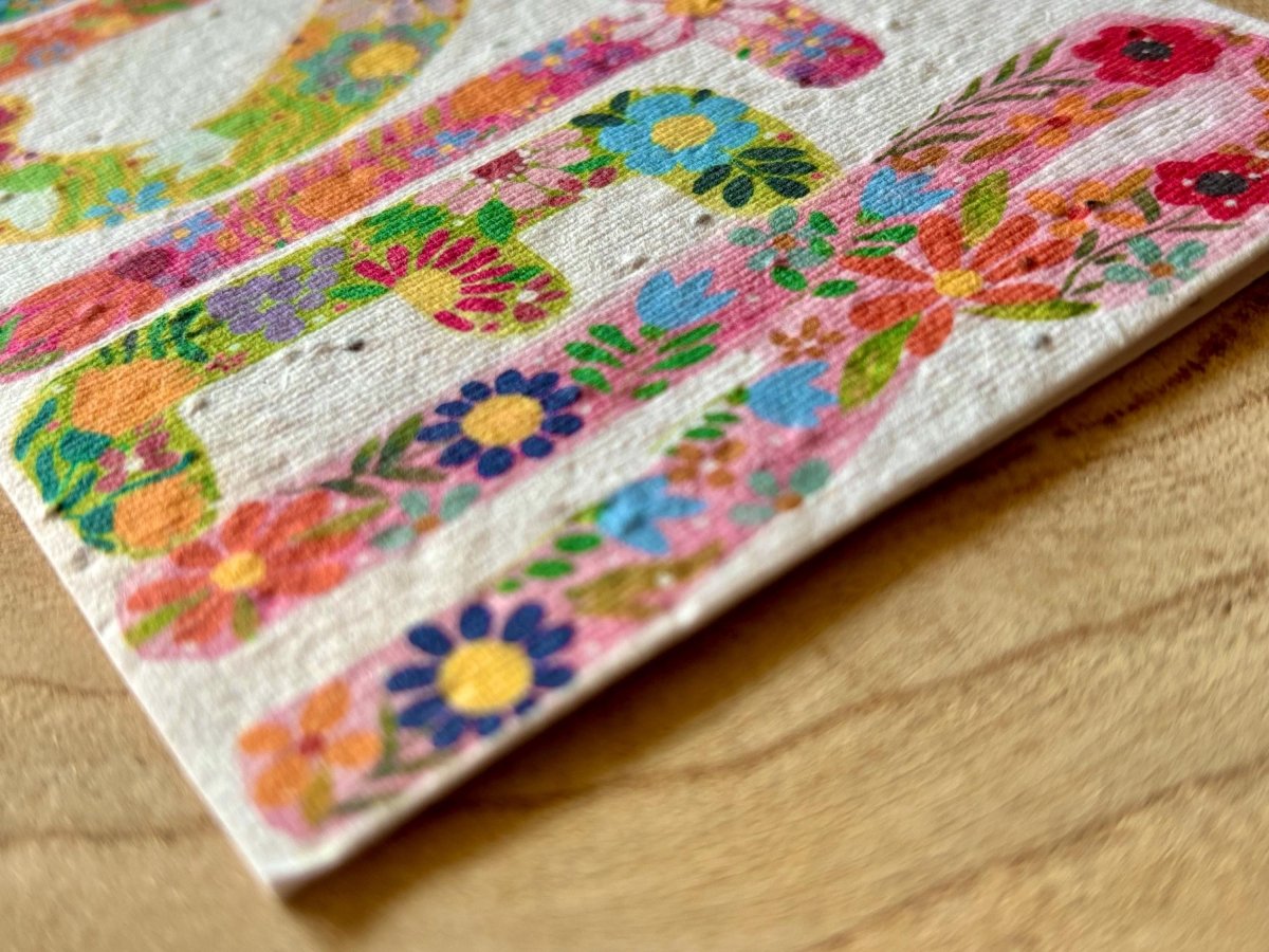 Plantable Seed Paper Birthday Card for Sister: Eco - Friendly Floral Design - Erika's Whimsical Art