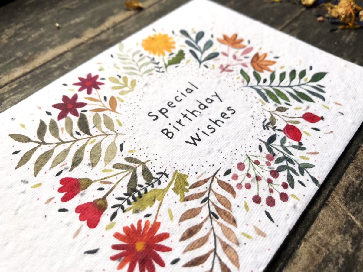 Plantable Seed Paper Birthday Card: Watercolor Floral Art - Erika's Whimsical Art