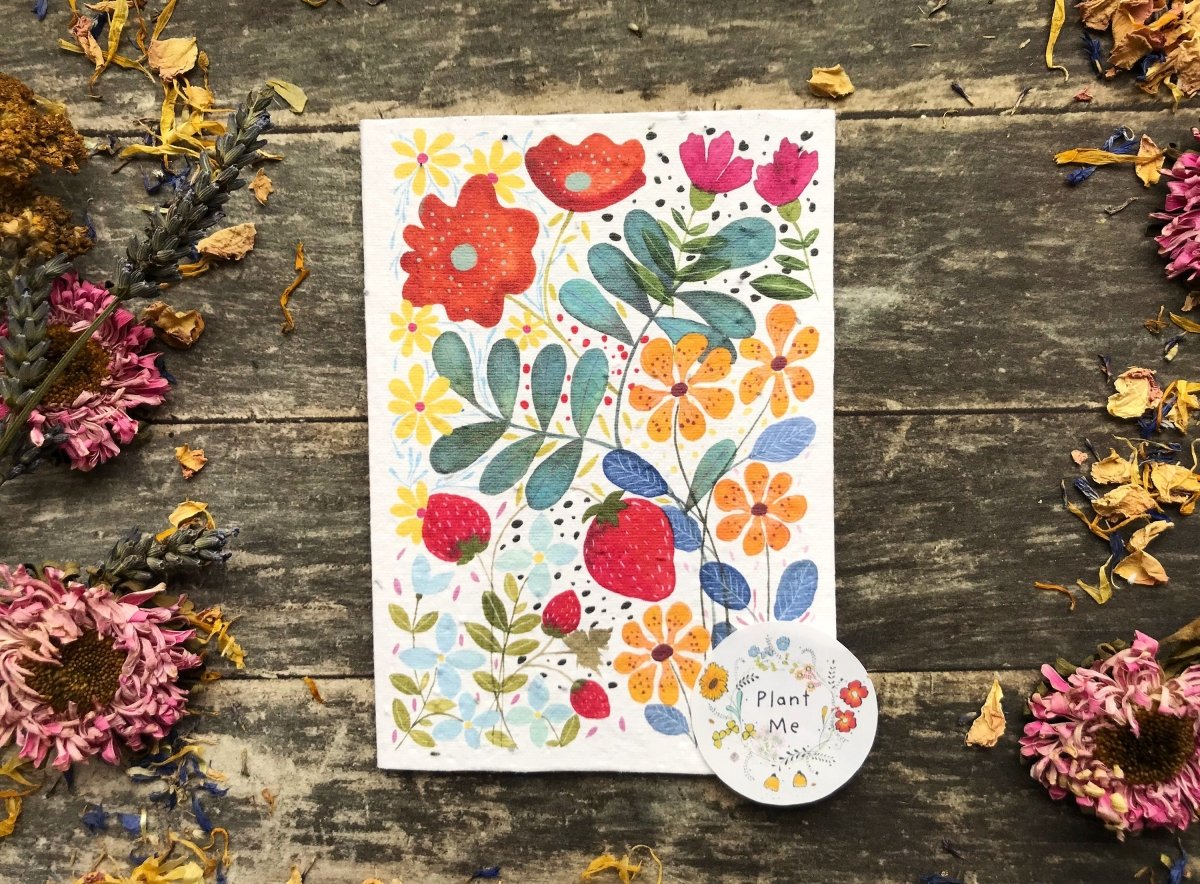 Plantable Seed Paper Birthday Card: Watercolor Floral Art - Erika's Whimsical Art