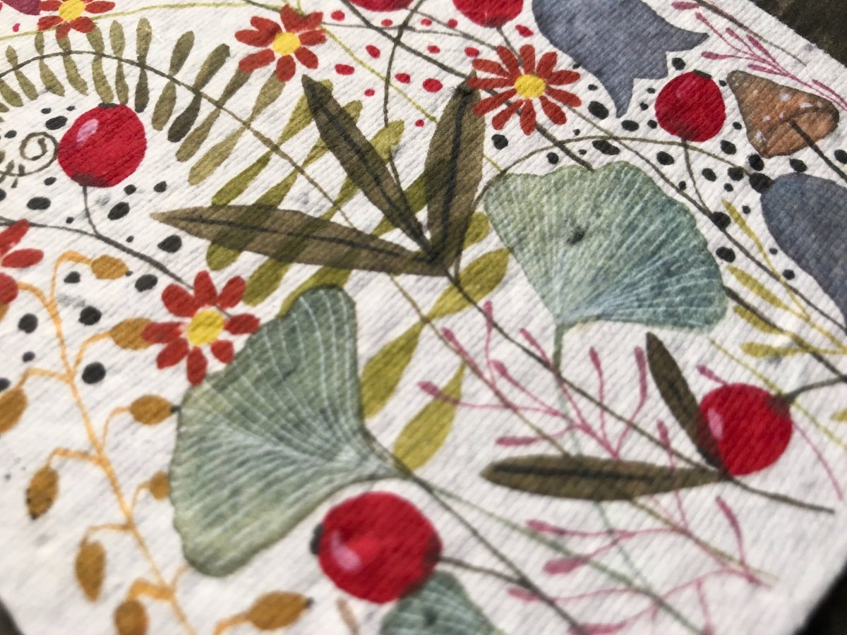 Plantable Seed Paper Birthday Card: Watercolor Floral Art - Erika's Whimsical Art