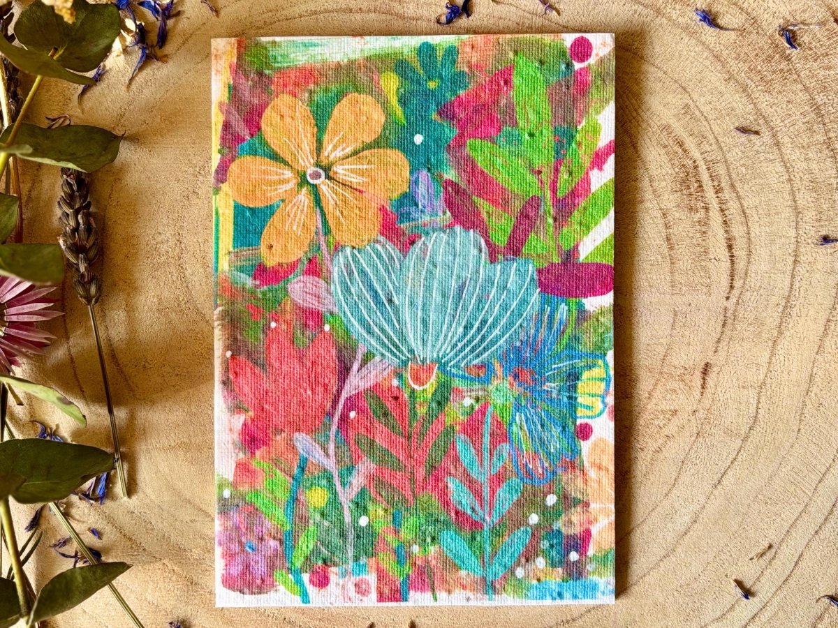 Plantable Seed Paper Birthday Card: Watercolor Floral Art - Erika's Whimsical Art