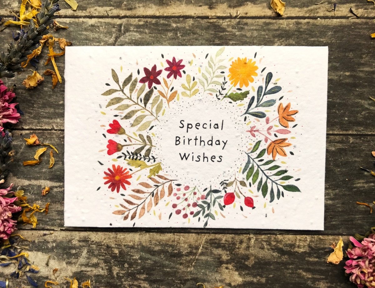Plantable Seed Paper Birthday Card: Watercolor Floral Art - Erika's Whimsical Art