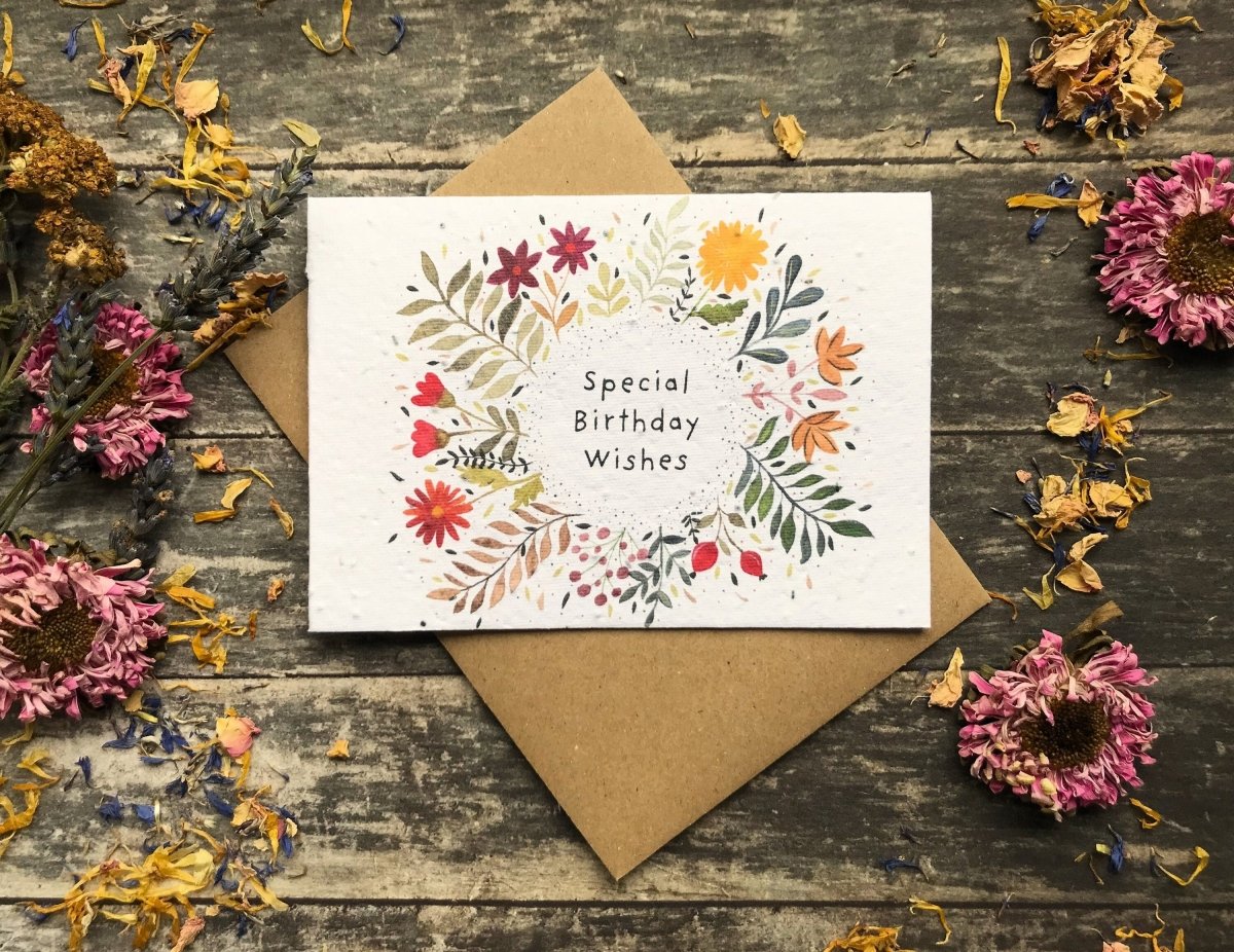 Plantable Seed Paper Birthday Card: Watercolor Floral Art - Erika's Whimsical Art