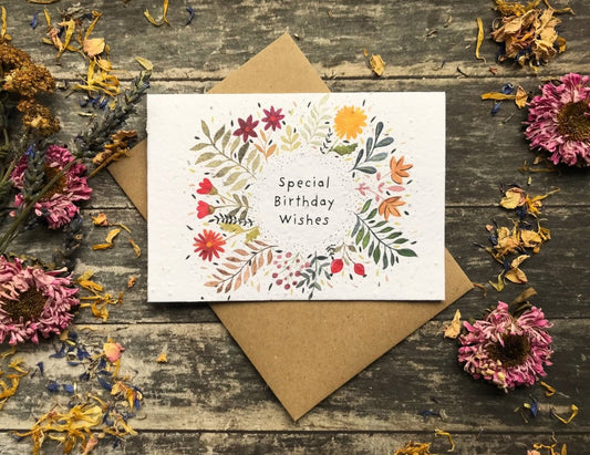 Plantable Seed Paper Birthday Card: Watercolor Floral Art - Erika's Whimsical Art