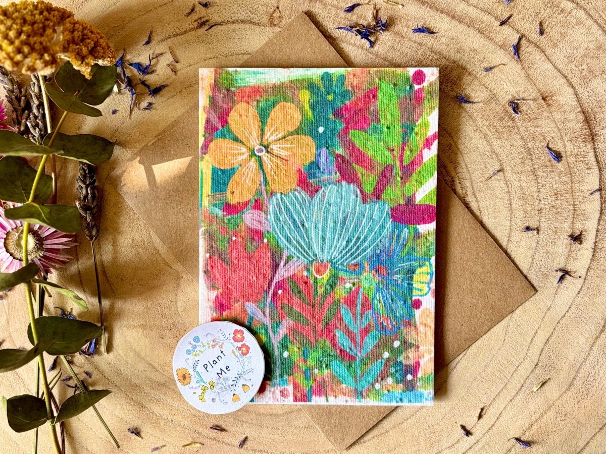 Plantable Seed Paper Birthday Card: Watercolor Floral Art - Erika's Whimsical Art