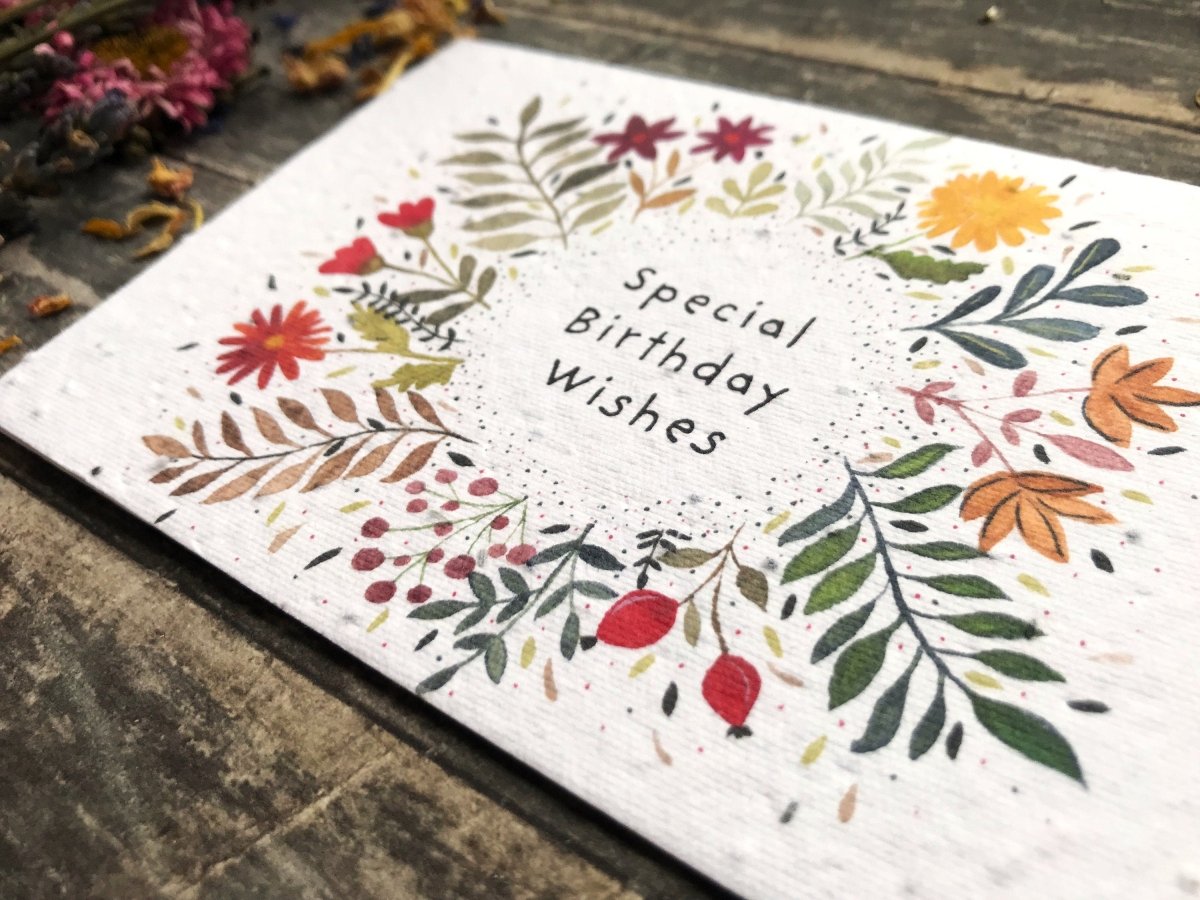 Plantable Seed Paper Birthday Card: Watercolor Floral Art - Erika's Whimsical Art