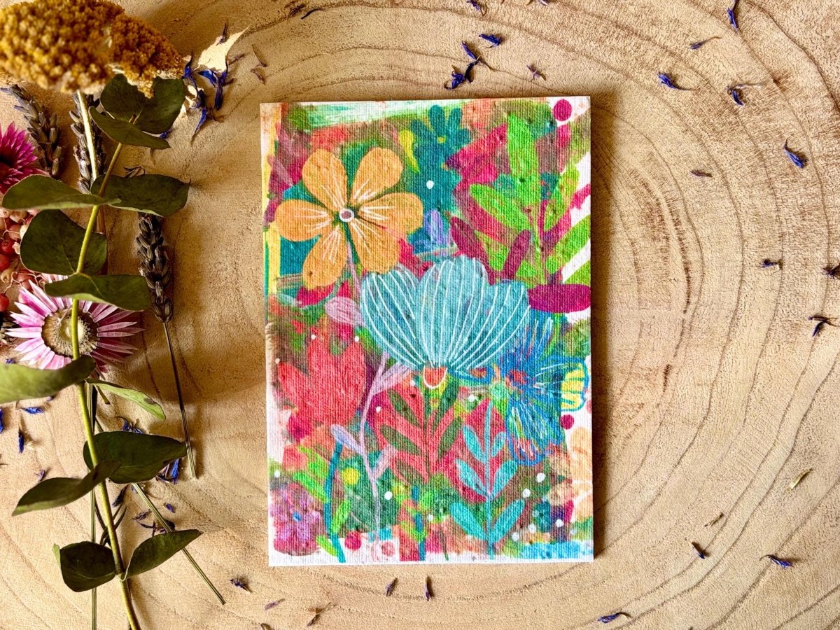 Plantable Seed Paper Birthday Card: Watercolor Floral Art - Erika's Whimsical Art