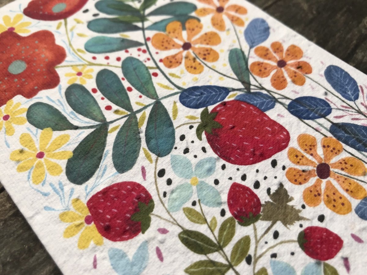 Plantable Seed Paper Birthday Card: Watercolor Floral Art - Erika's Whimsical Art