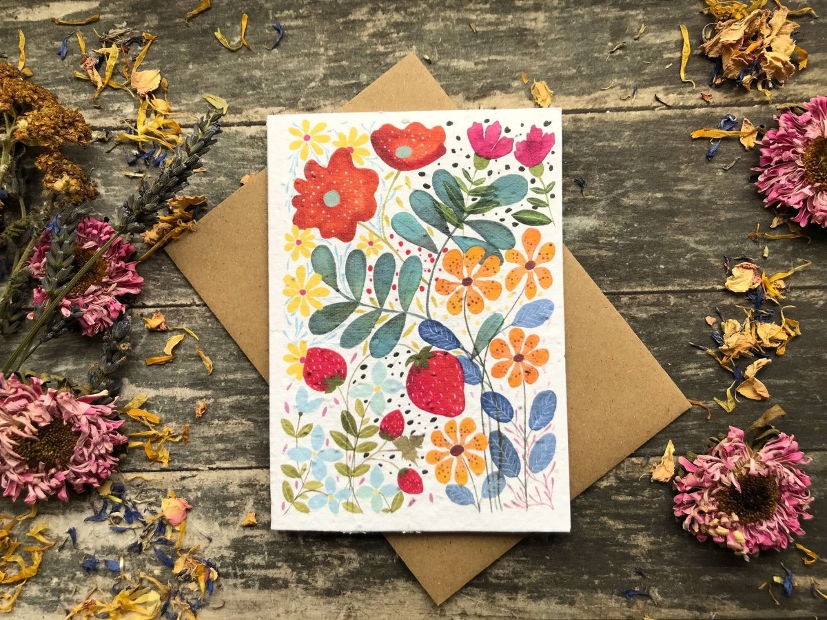 Plantable Seed Paper Birthday Card: Watercolor Floral Art - Erika's Whimsical Art