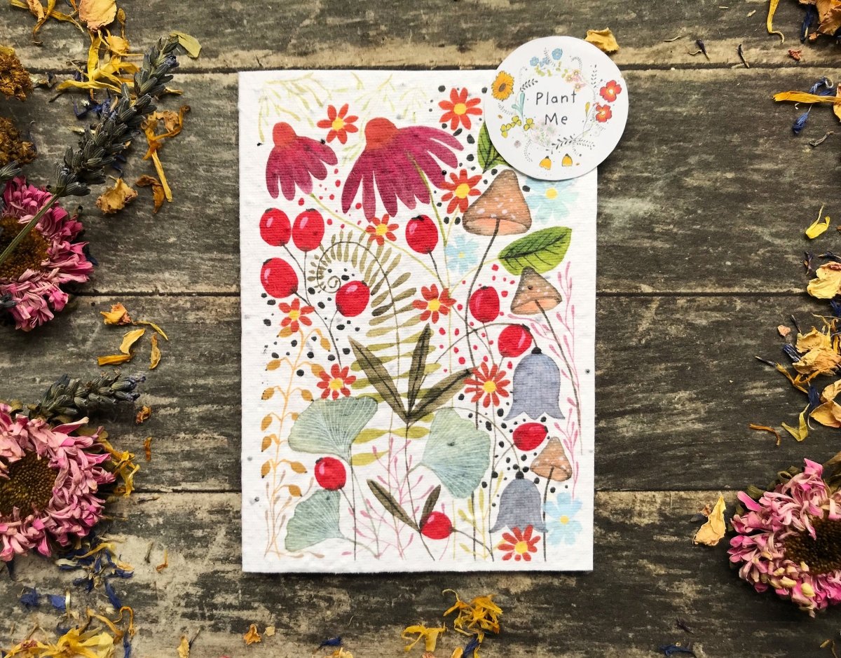 Plantable Seed Paper Birthday Card: Watercolor Floral Art - Erika's Whimsical Art