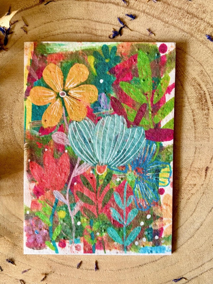 Plantable Seed Paper Birthday Card: Watercolor Floral Art - Erika's Whimsical Art