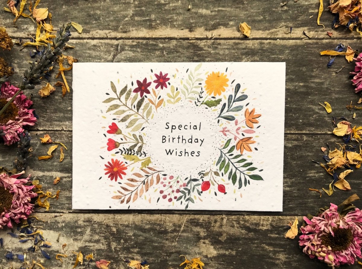 Plantable Seed Paper Birthday Card: Watercolor Floral Art - Erika's Whimsical Art