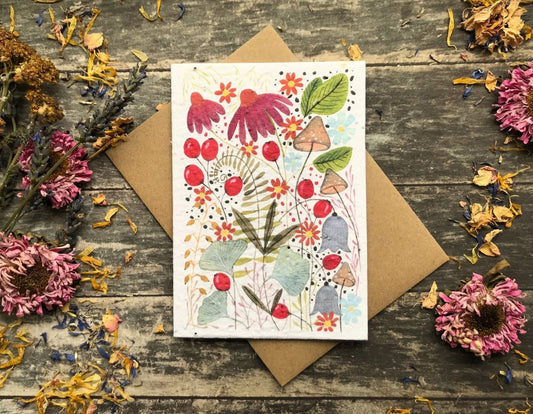 Plantable Seed Paper Birthday Card: Watercolor Floral Art - Erika's Whimsical Art