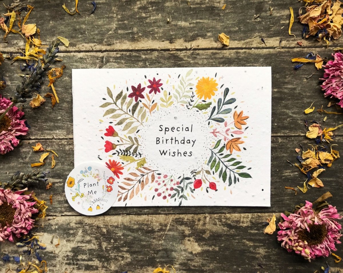 Plantable Seed Paper Birthday Card: Watercolor Floral Art - Erika's Whimsical Art