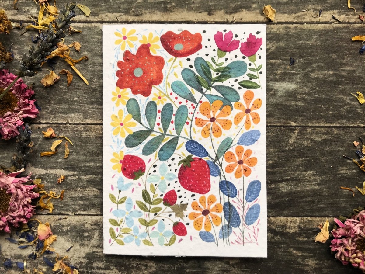 Plantable Seed Paper Birthday Card: Watercolor Floral Art - Erika's Whimsical Art