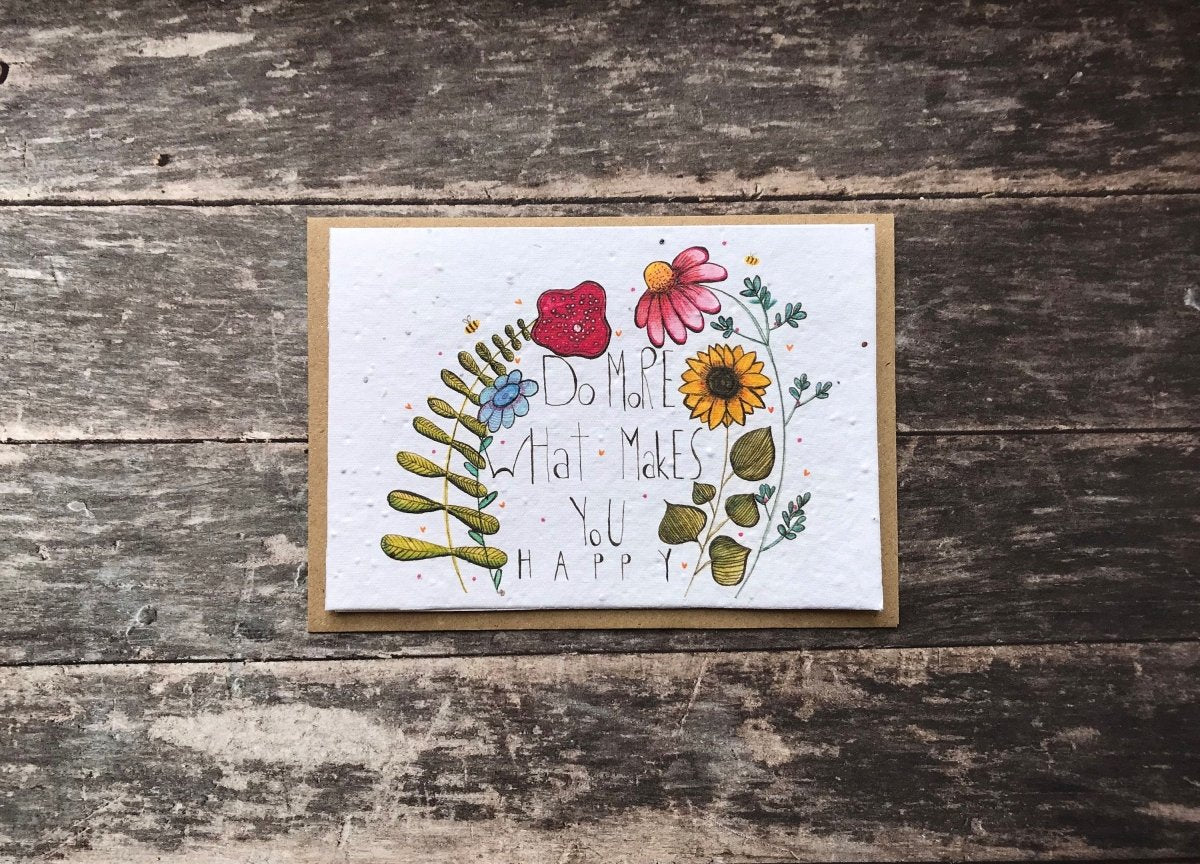 Plantable Seed Paper Birthday Card: Watercolor Flower Design - Erika's Whimsical Art