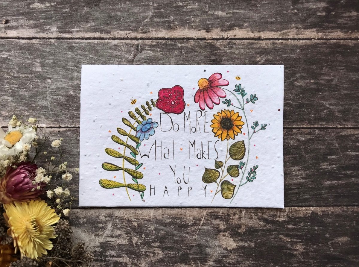 Plantable Seed Paper Birthday Card: Watercolor Flower Design - Erika's Whimsical Art