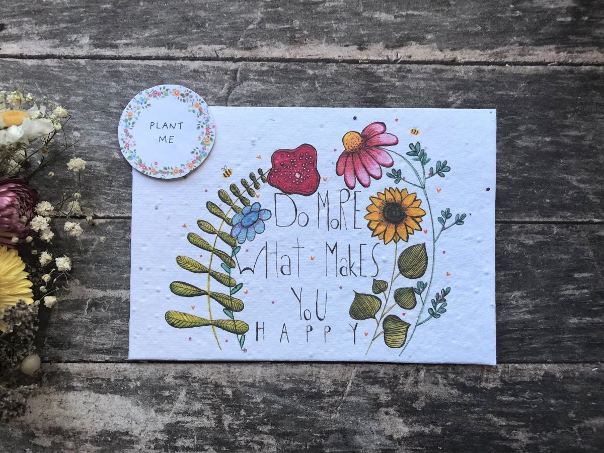 Plantable Seed Paper Birthday Card: Watercolor Flower Design - Erika's Whimsical Art
