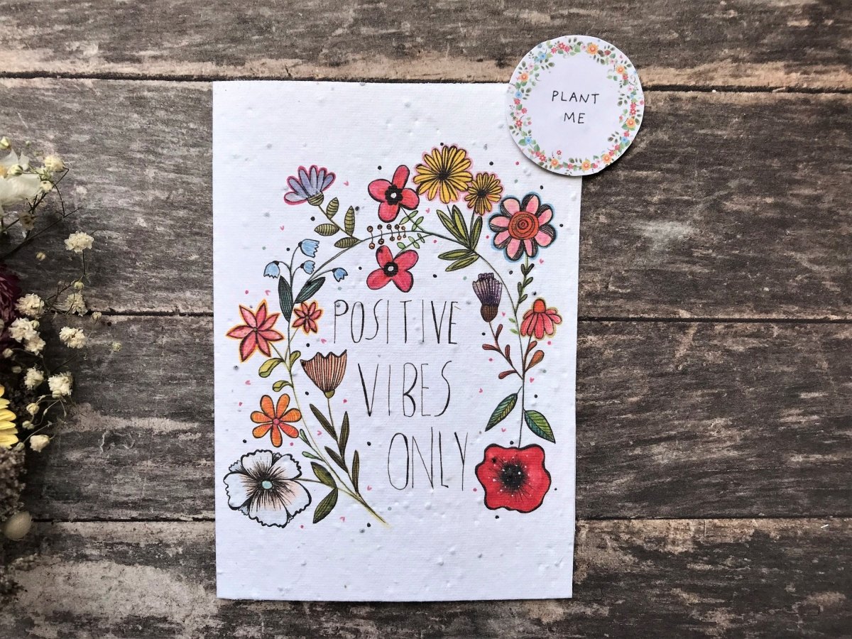 Plantable Seed Paper Birthday Card: Watercolor Flower Design - Erika's Whimsical Art