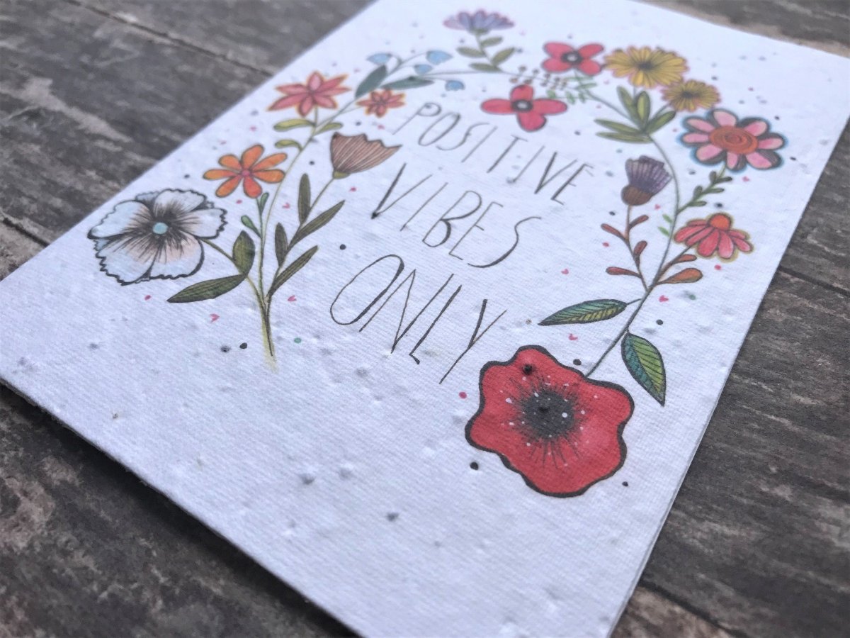 Plantable Seed Paper Birthday Card: Watercolor Flower Design - Erika's Whimsical Art