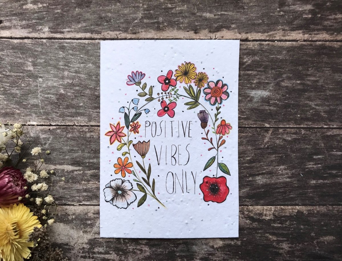 Plantable Seed Paper Birthday Card: Watercolor Flower Design - Erika's Whimsical Art