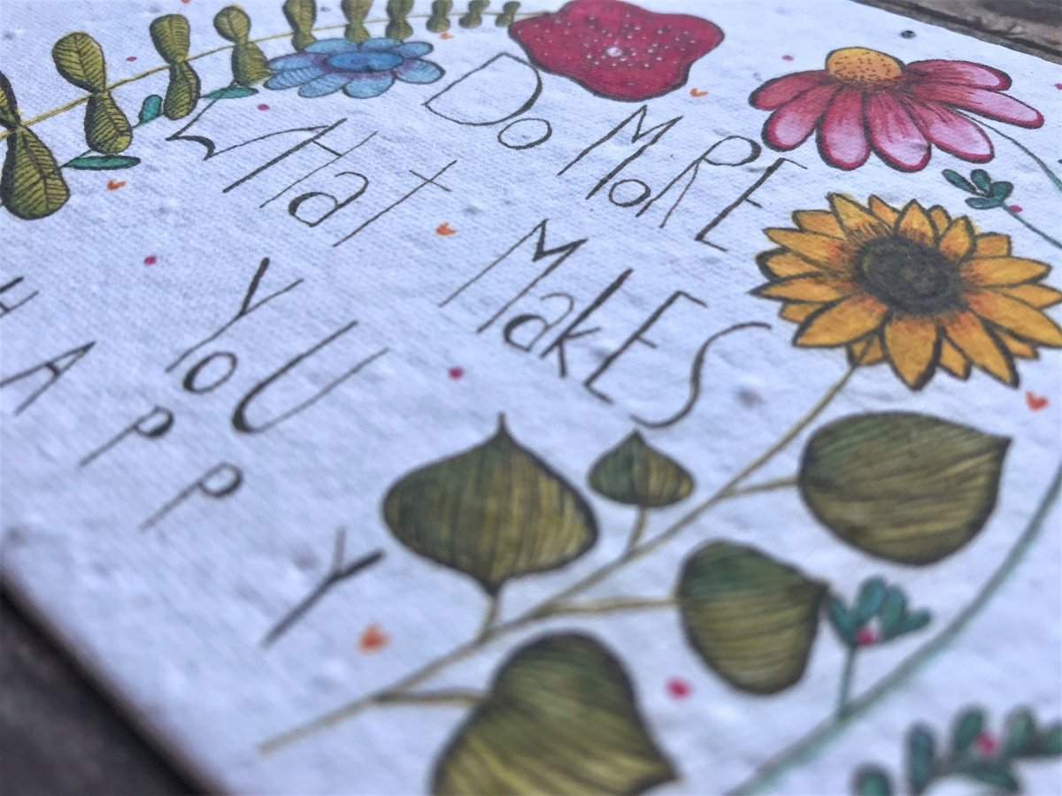 Plantable Seed Paper Birthday Card: Watercolor Flower Design - Erika's Whimsical Art