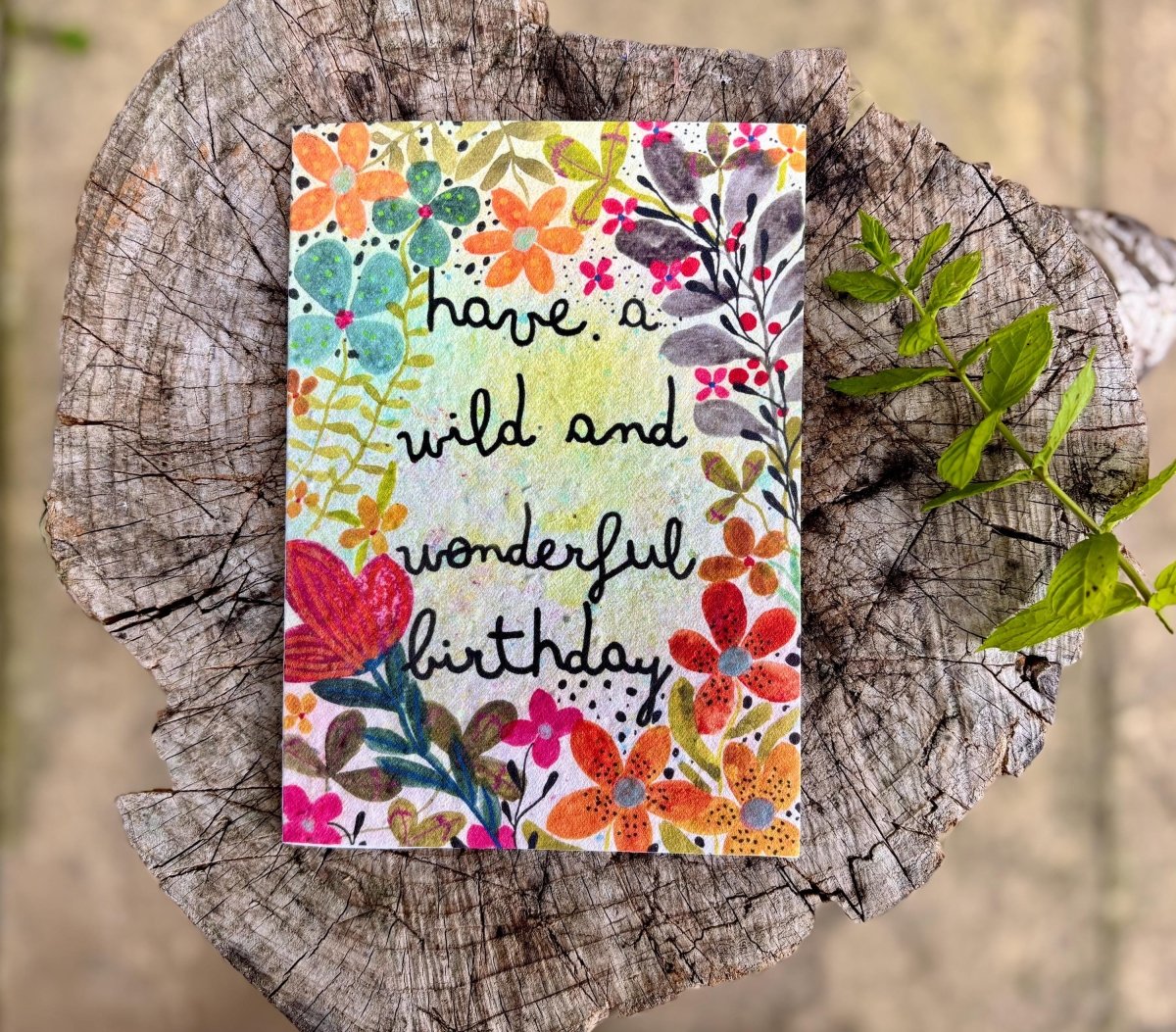 Plantable Seed Paper Birthday Card: Wildflower Bee Greeting - Erika's Whimsical Art