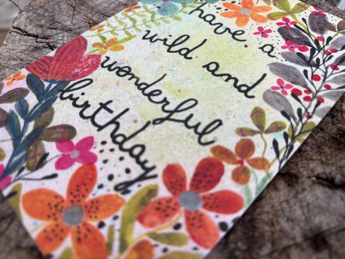 Plantable Seed Paper Birthday Card: Wildflower Bee Greeting - Erika's Whimsical Art