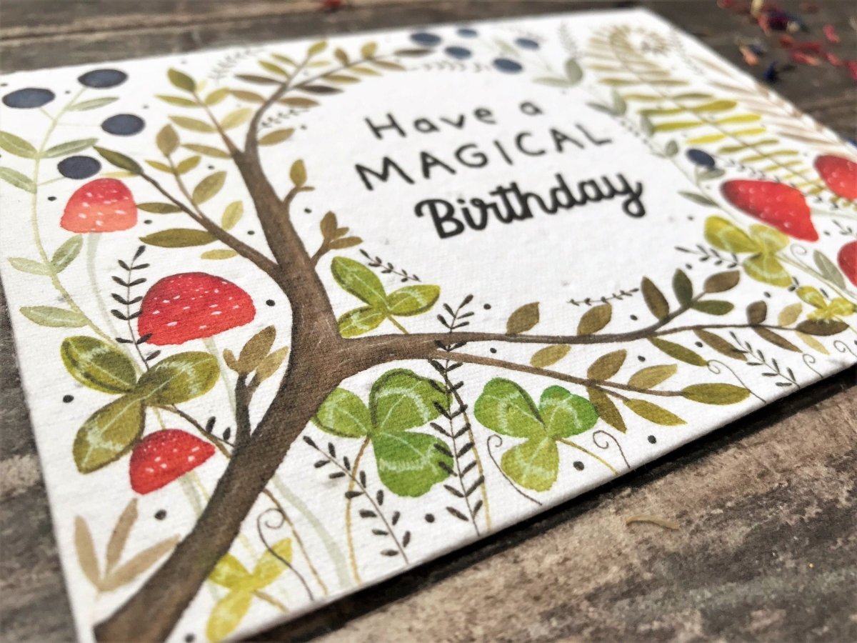 Plantable Seed Paper Birthday Card: Woodland Flower Design - Erika's Whimsical Art