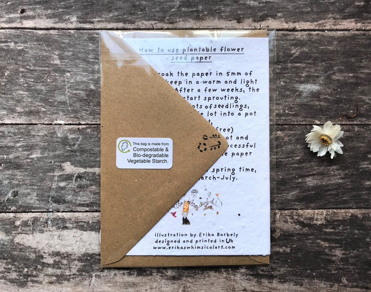 Plantable Seed Paper Card, Blank Inside,Valentines card,valentine's card,valentine's,valentines day gift for him,valentines day gift for her - Erika's Whimsical Art