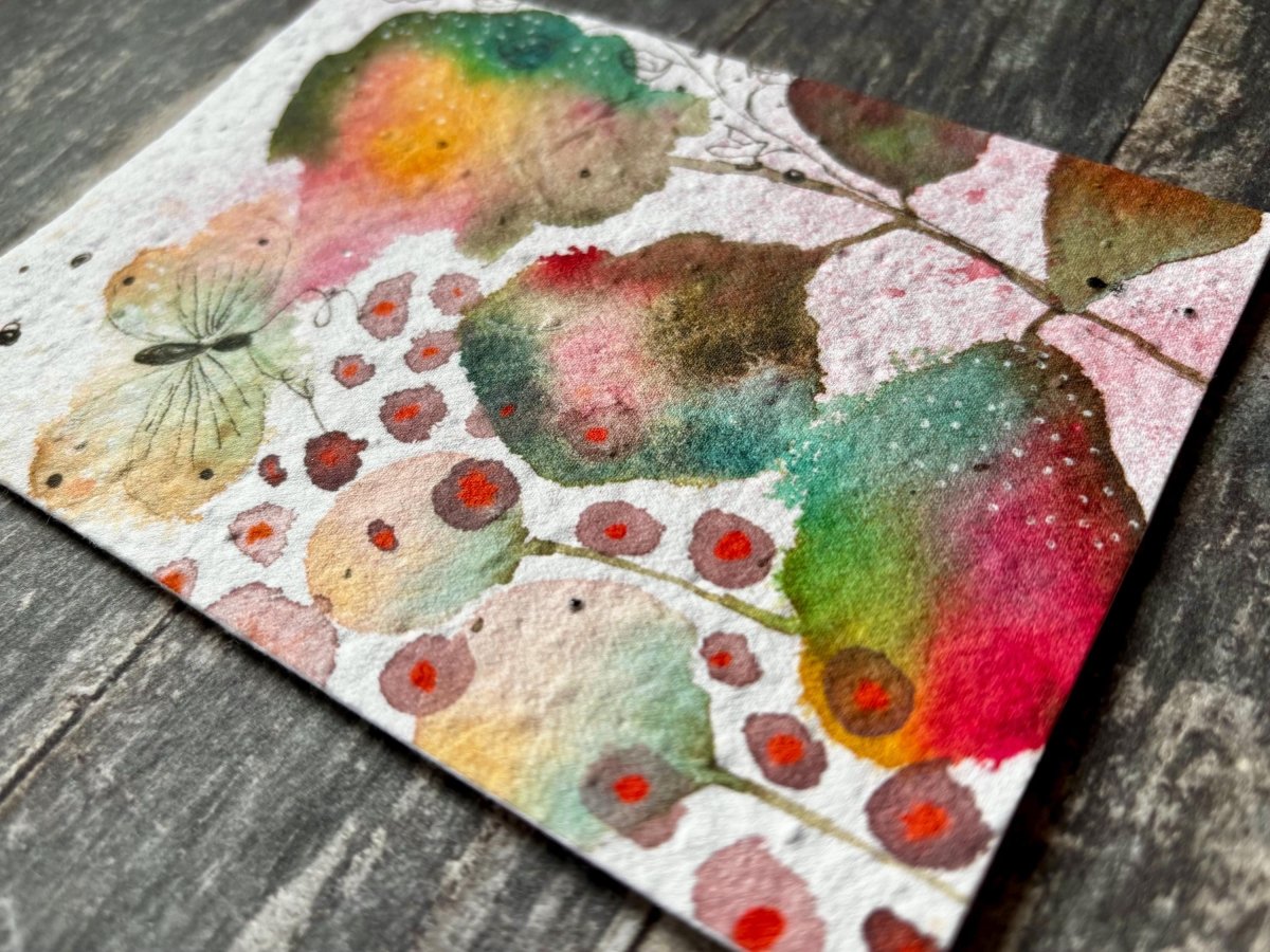 Plantable Seed Paper Card – Butterfly Botanical Greeting Card - Erika's Whimsical Art