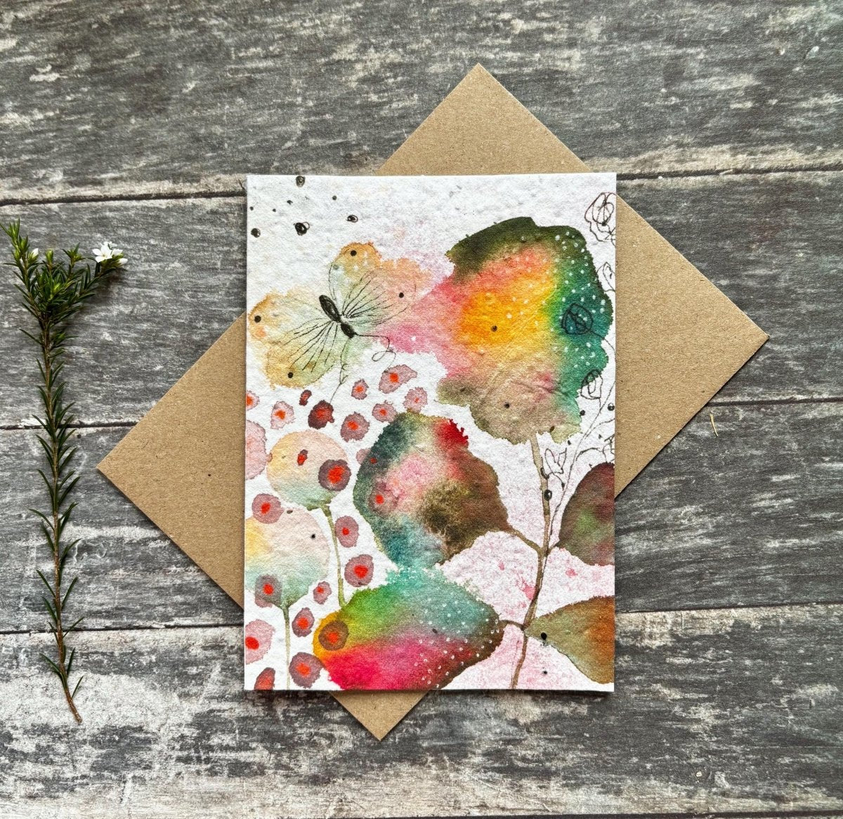 Plantable Seed Paper Card – Butterfly Botanical Greeting Card - Erika's Whimsical Art