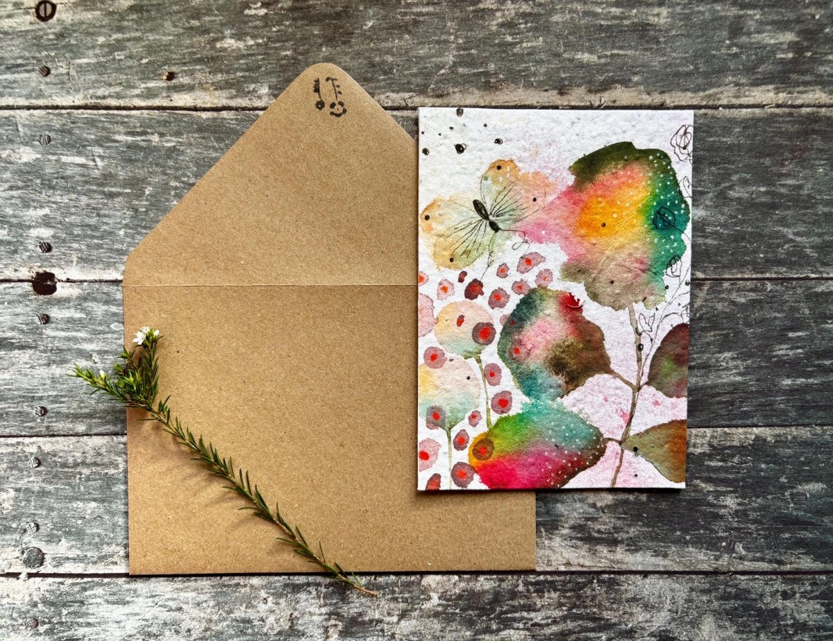 Plantable Seed Paper Card – Butterfly Botanical Greeting Card - Erika's Whimsical Art