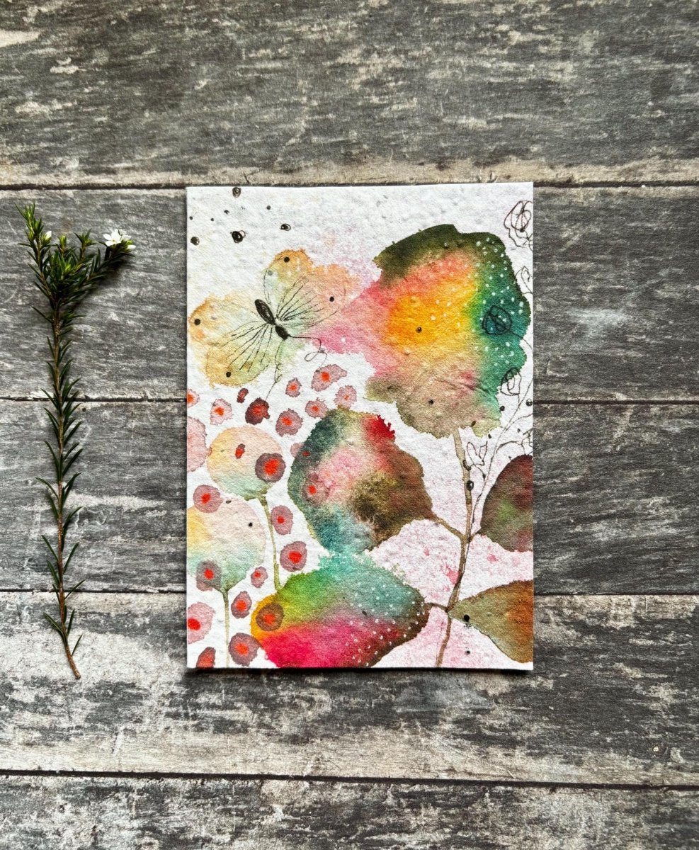 Plantable Seed Paper Card – Butterfly Botanical Greeting Card - Erika's Whimsical Art