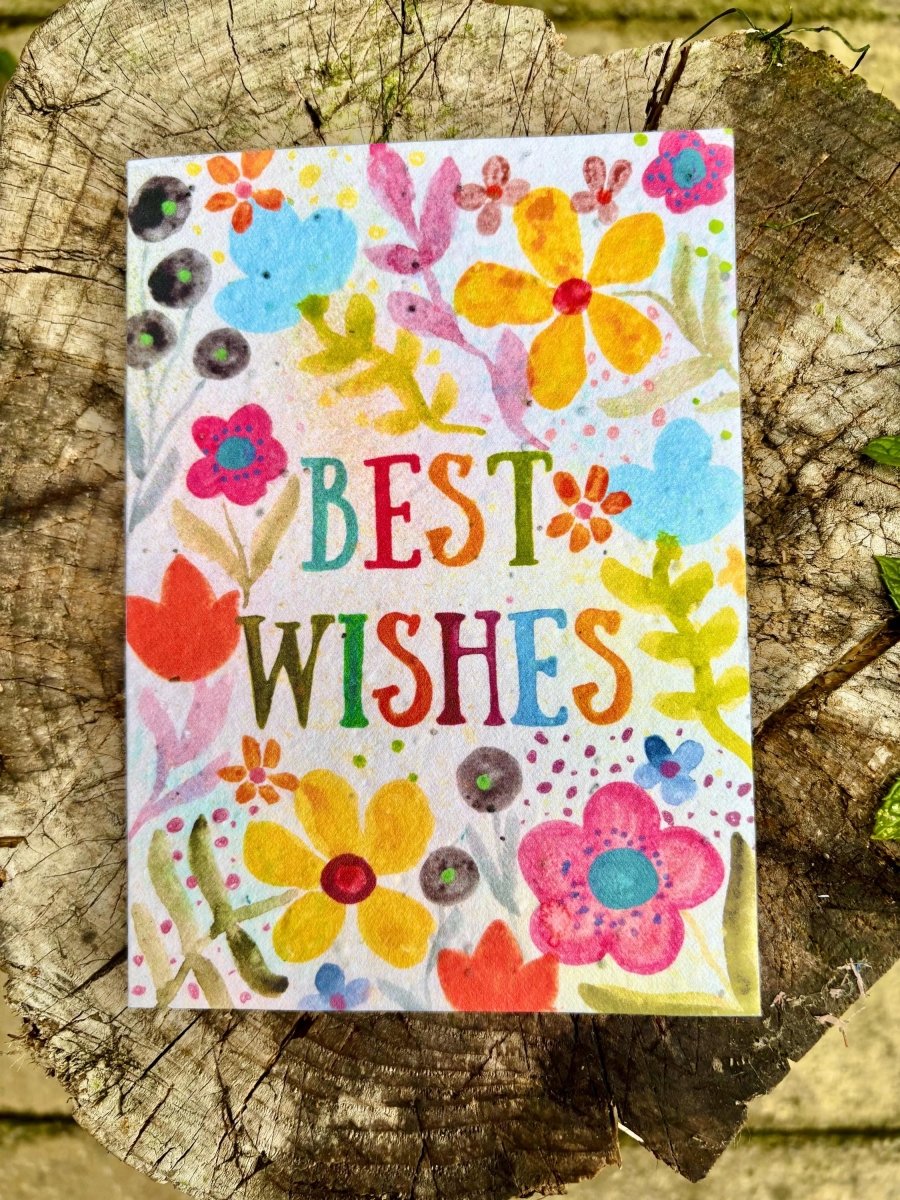 Plantable Seed Paper Card: Floral Birthday Card with Recycled Envelope - Erika's Whimsical Art