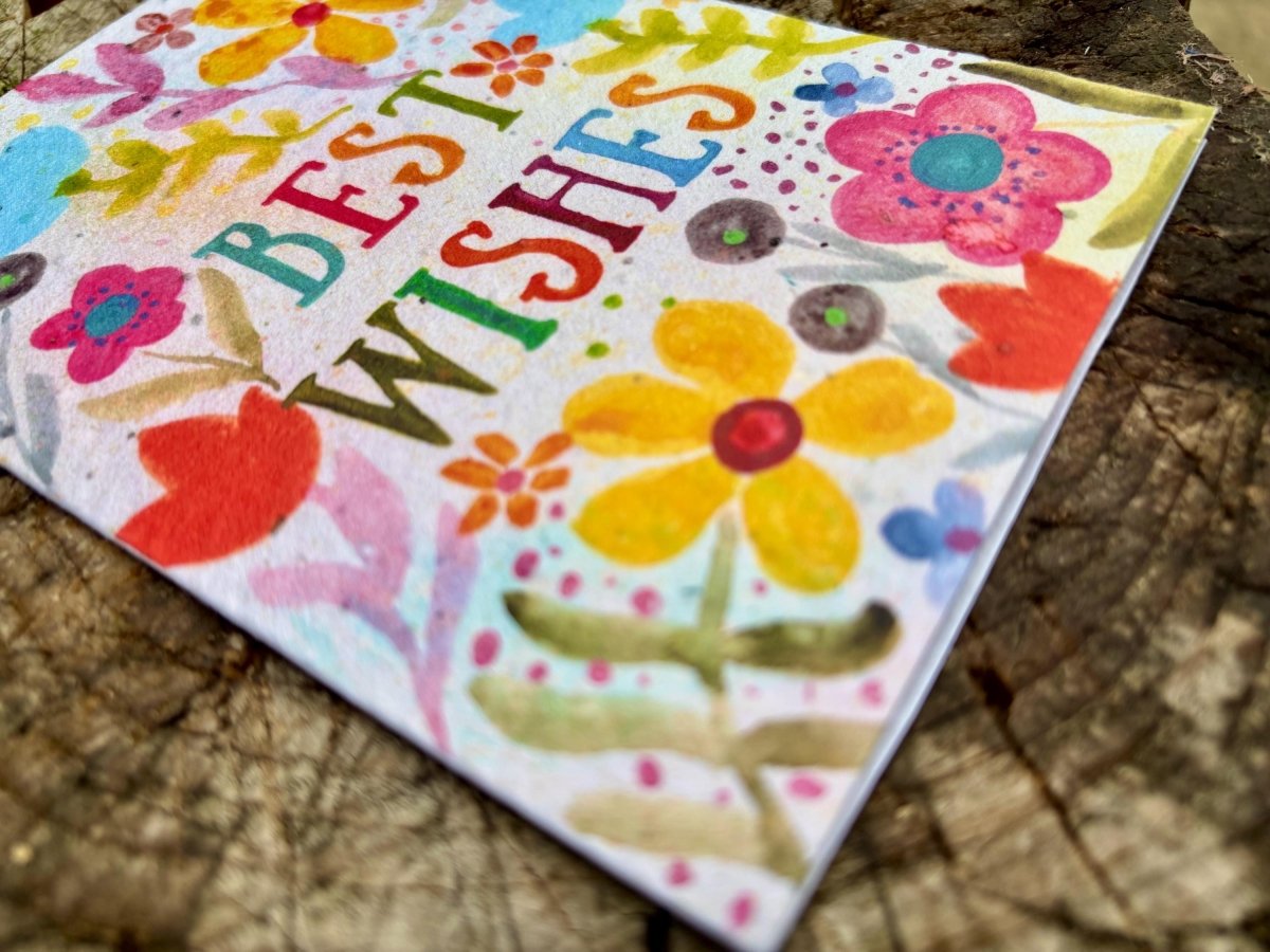 Plantable Seed Paper Card: Floral Birthday Card with Recycled Envelope - Erika's Whimsical Art