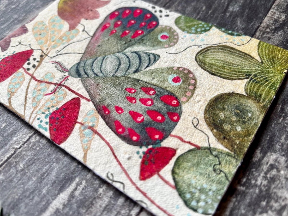 Plantable Seed Paper Card – Moth & Wildflower Eco Greeting Card - Erika's Whimsical Art